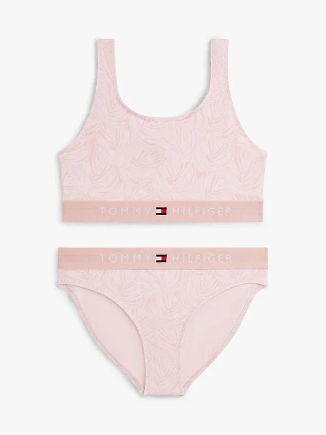 Bañador de dos piezas con estampado y cuello cuadrado para niña Bañador de dos piezas con estampado y cuello cuadrado para niña