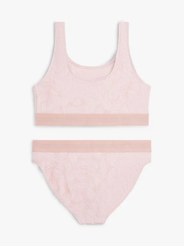 Bañador de dos piezas con estampado y cuello cuadrado para niña Bañador de dos piezas con estampado y cuello cuadrado para niña