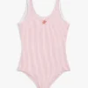 Bañador de seersucker a rayas para niña Bañador de seersucker a rayas para niña
