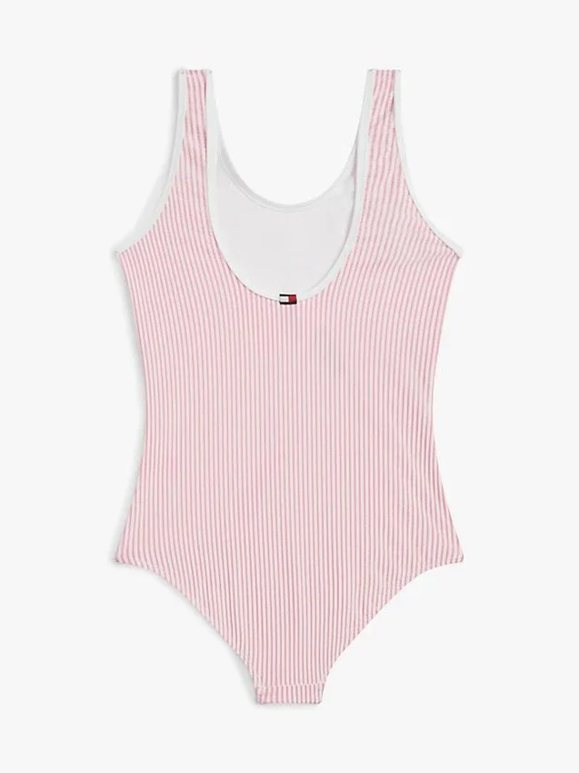 Bañador de seersucker a rayas para niña Bañador de seersucker a rayas para niña