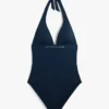 Bañador de una pieza con cuello halter y logotipo de Hilfiger