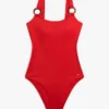 Bañador de una pieza con espalda redondeada y anillas