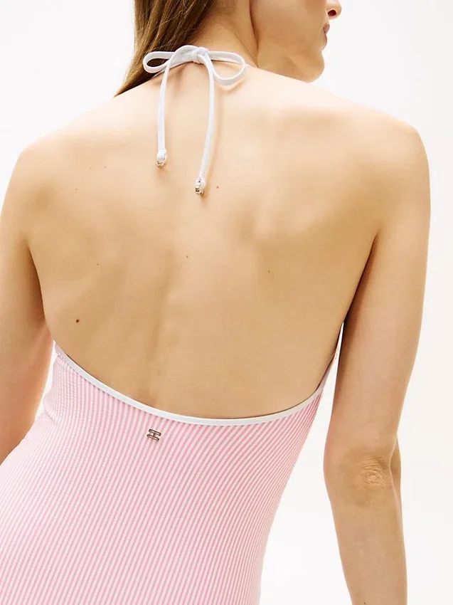 Bañador halter con monograma en letra cursiva Bañador halter con monograma en letra cursiva