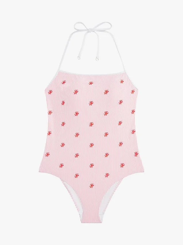 Bañador halter con monograma en letra cursiva Bañador halter con monograma en letra cursiva