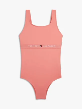 Bañador infantil con cuello cuadrado y logotipo