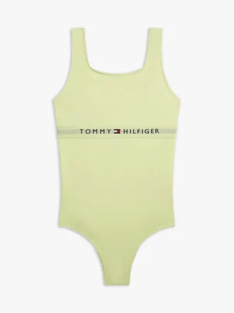 Bañador infantil con cuello cuadrado y logotipo