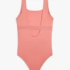 Bañador infantil con cuello cuadrado y logotipo Bañador infantil con cuello cuadrado y logotipo