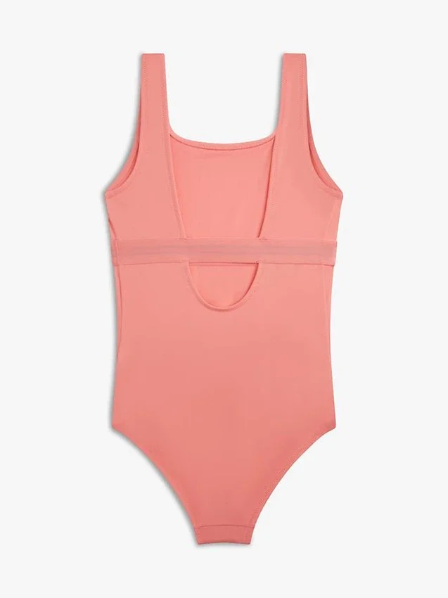 Bañador infantil con cuello cuadrado y logotipo Bañador infantil con cuello cuadrado y logotipo