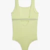 Bañador infantil con cuello cuadrado y logotipo Bañador infantil con cuello cuadrado y logotipo