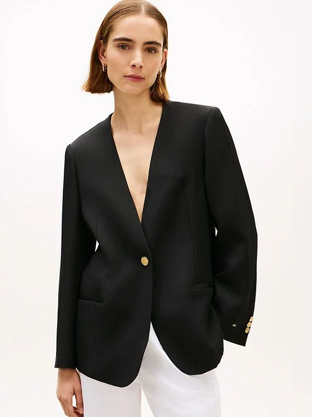 Blazer de corte holgado en mezcla de lino Blazer de corte holgado en mezcla de lino