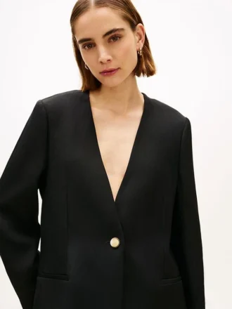 Blazer de corte holgado en mezcla de lino