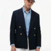 Blazer de mezcla de algodón y lana con textura
