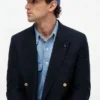 Blazer de mezcla de algodón y lana con textura