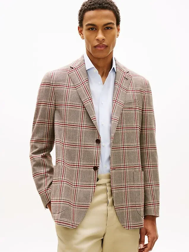 Blazer de mezcla de lana con estampado Glen Plaid Blazer de mezcla de lana con estampado Glen Plaid