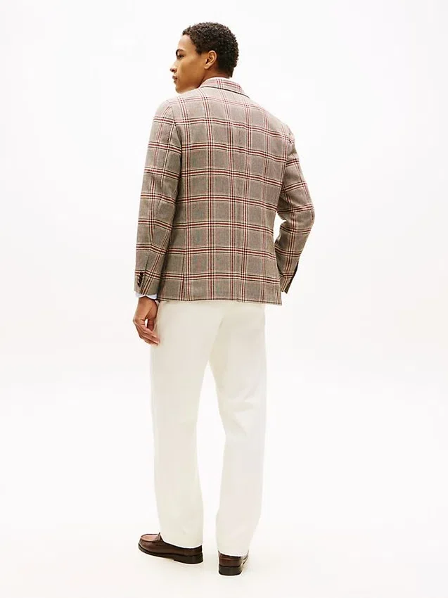 Blazer de mezcla de lana con estampado Glen Plaid Blazer de mezcla de lana con estampado Glen Plaid