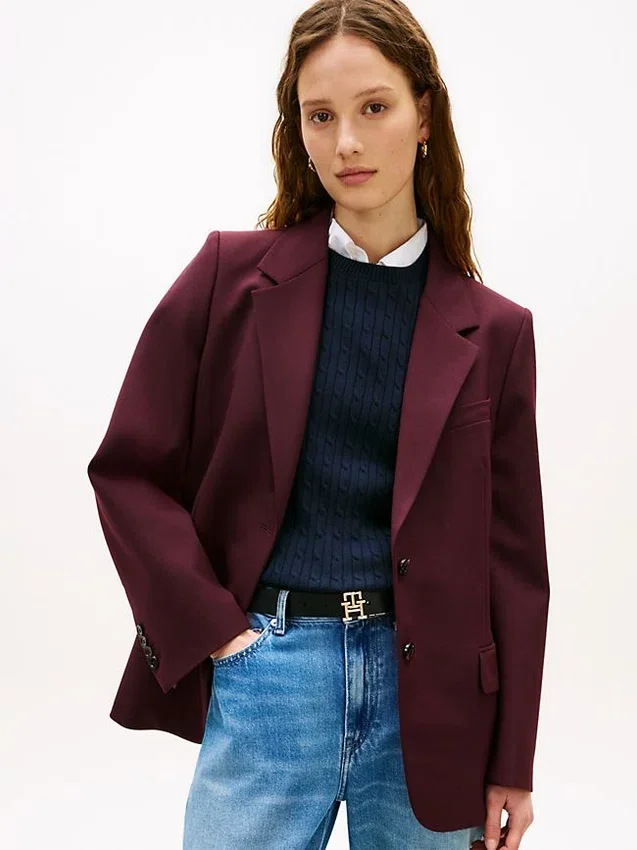 Blazer de mezcla de lana de corte holgado Blazer de mezcla de lana de corte holgado