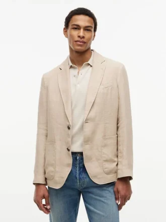 Blazer informal de lino teñido en prenda