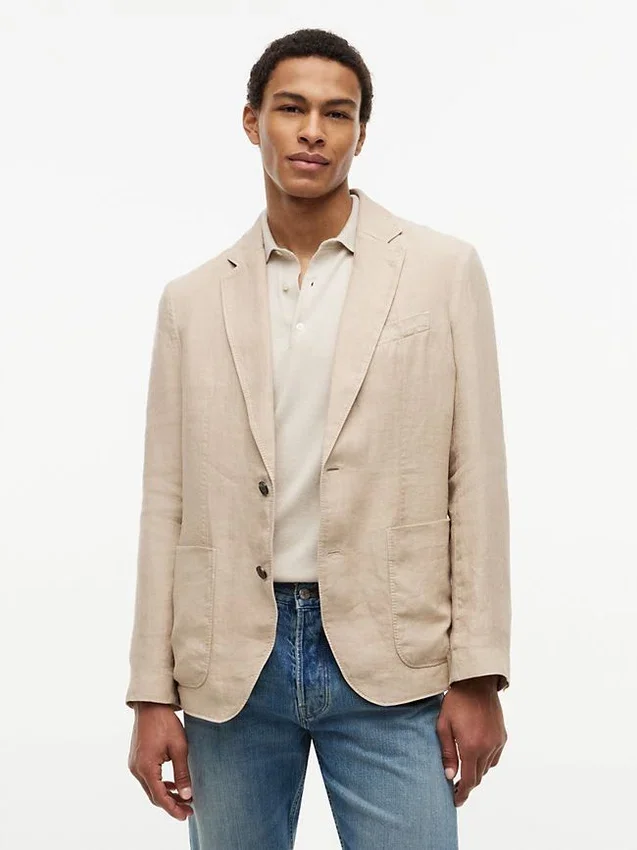 Blazer informal de lino teñido en prenda Blazer informal de lino teñido en prenda