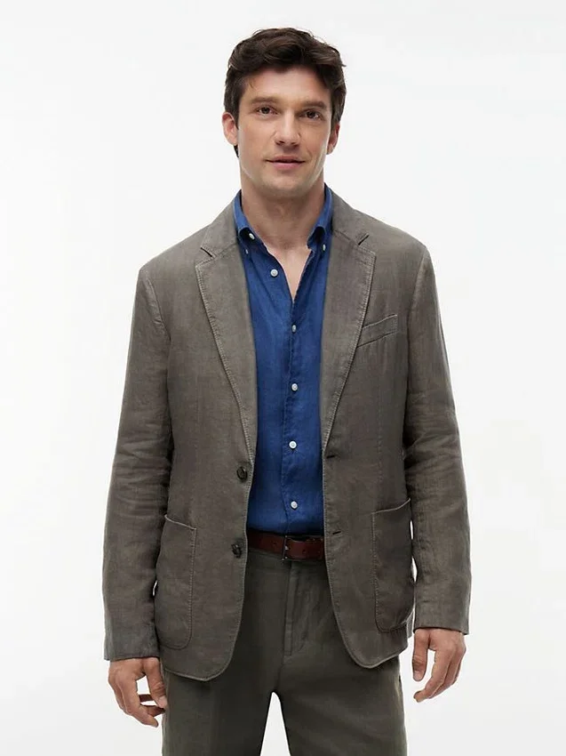 Blazer informal de lino teñido en prenda Blazer informal de lino teñido en prenda