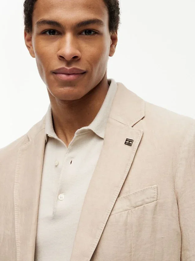 Blazer informal de lino teñido en prenda Blazer informal de lino teñido en prenda