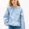 Blusa de popelín a rayas para niña