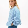 Blusa de popelín a rayas para niña