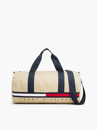 Bolsa de viaje con logotipo de rayas y bandera