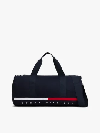 Bolsa de viaje con logotipo de rayas y bandera