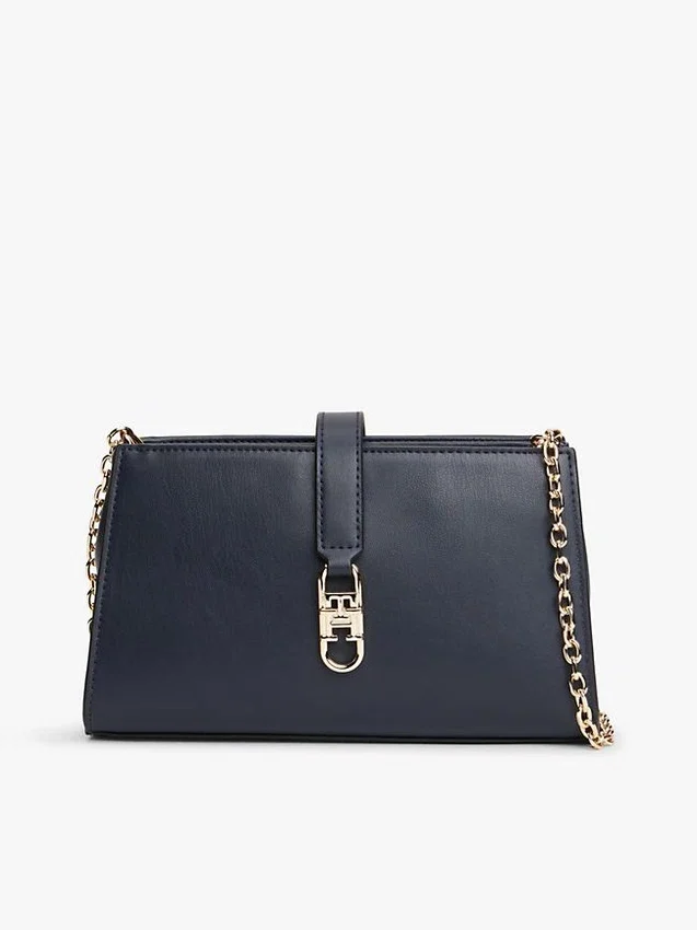 Bolso bandolera con cadena y monograma pulido Bolso bandolera con cadena y monograma pulido