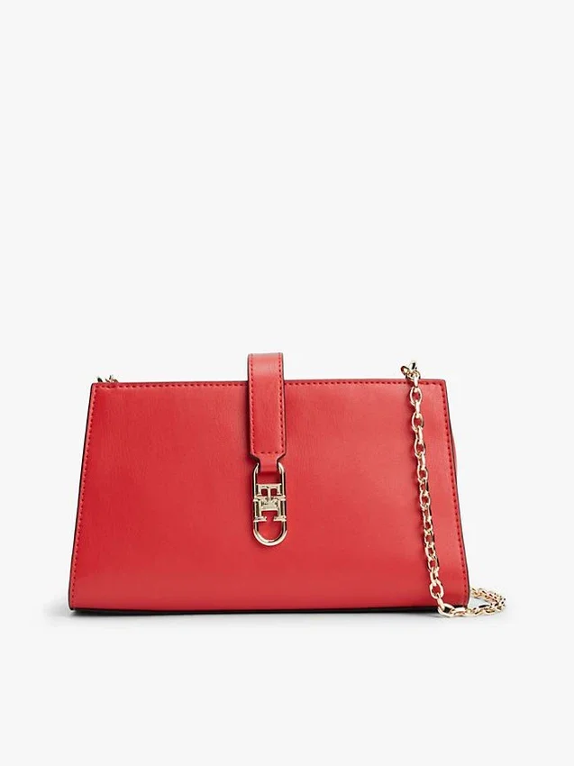 Bolso bandolera con cadena y monograma pulido Bolso bandolera con cadena y monograma pulido