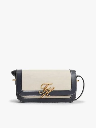 Bolso bandolera de lona con monograma Script
