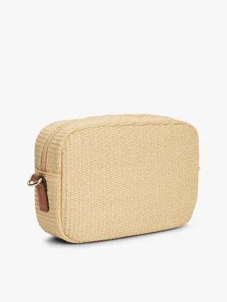 Bolso bandolera de rafia con logotipo monograma