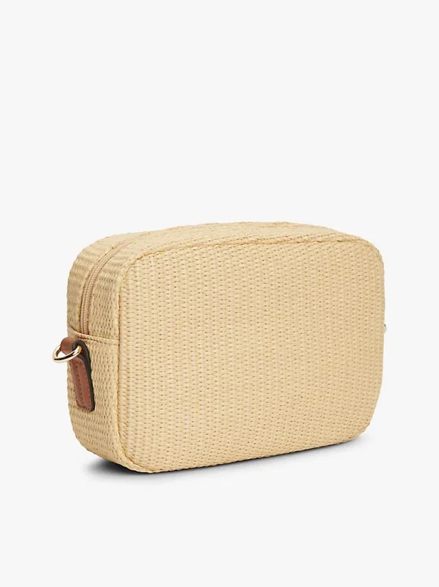 Bolso bandolera de rafia con logotipo monograma Bolso bandolera de rafia con logotipo monograma