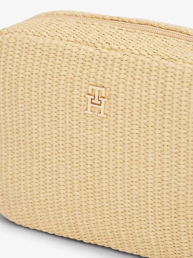 Bolso bandolera de rafia con logotipo monograma Bolso bandolera de rafia con logotipo monograma