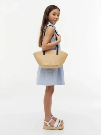 Bolso de hombro de rafia para niña