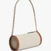Bolso de lino con monograma y asa de cadena Bolso de lino con monograma y asa de cadena