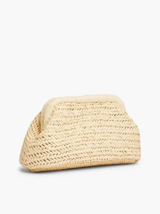Bolso de mano de rafia con monograma Script