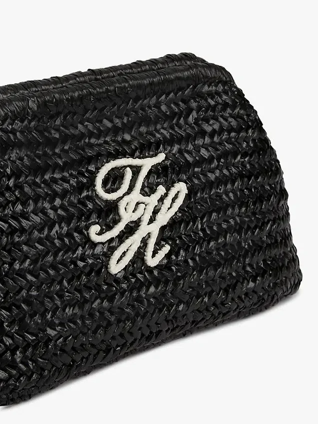 Bolso de mano de rafia con monograma Script Bolso de mano de rafia con monograma Script