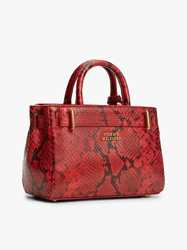 Bolso micro tote de piel con relieve de serpiente Bolso micro tote de piel con relieve de serpiente