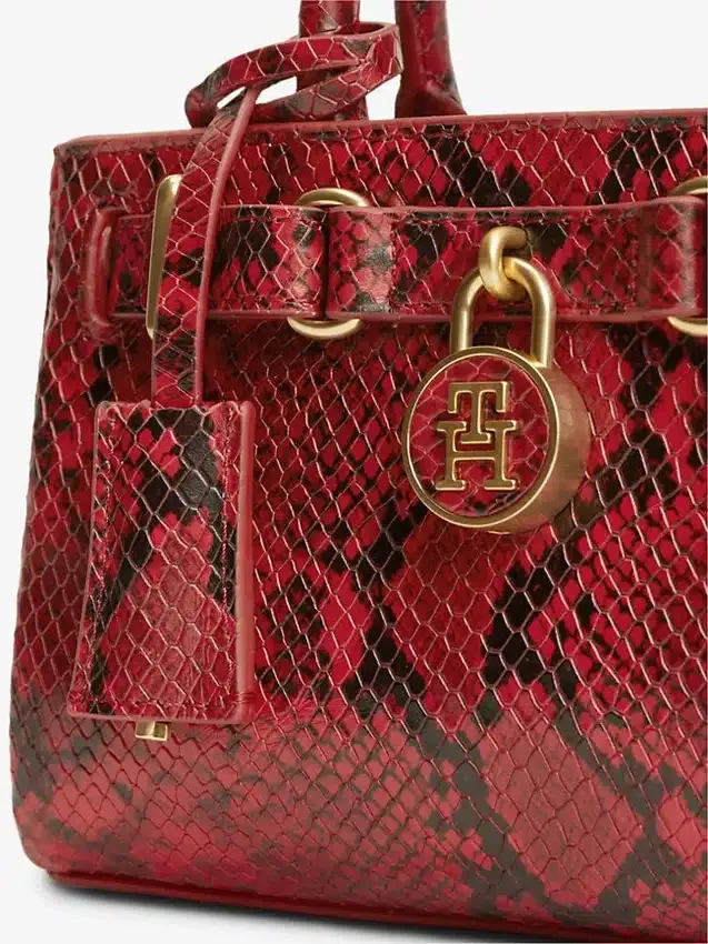 Bolso micro tote de piel con relieve de serpiente Bolso micro tote de piel con relieve de serpiente