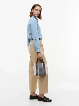 Bolso mini tipo cartera de jacquard a rayas
