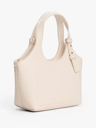 Bolso mini tote con logo metalizado y textura granulada