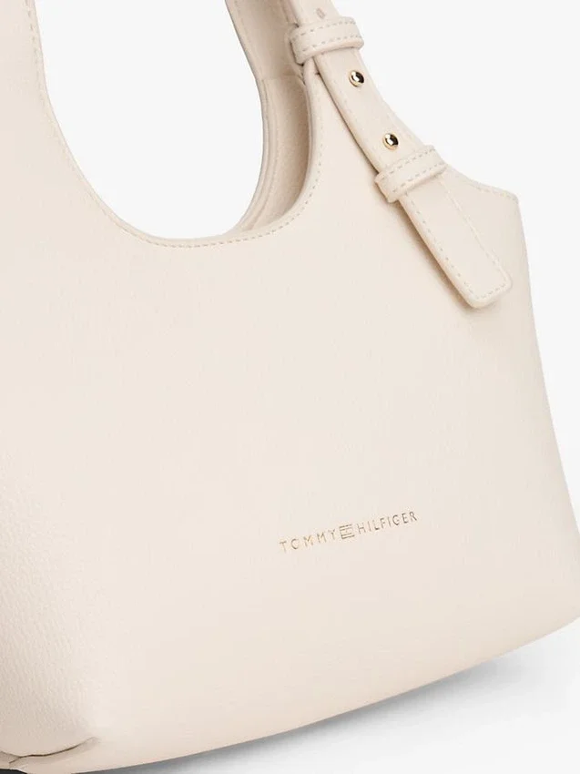 Bolso mini tote con logo metalizado y textura granulada Bolso mini tote con logo metalizado y textura granulada