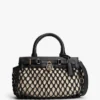 Bolso mini tote de cuero con macramé