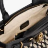 Bolso mini tote de cuero con macramé