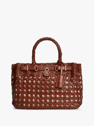 Bolso mini tote de cuero trenzado