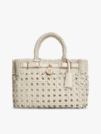 Bolso mini tote de cuero trenzado