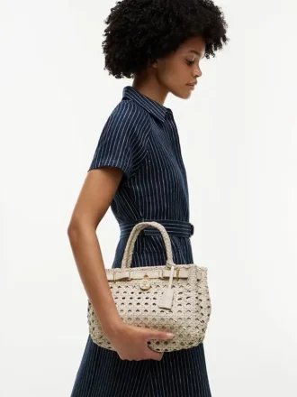 Bolso mini tote de cuero trenzado