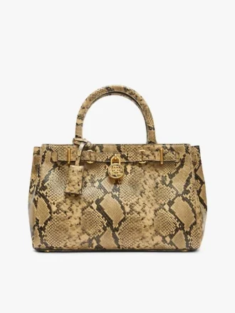 Bolso mini tote de piel con relieve de serpiente