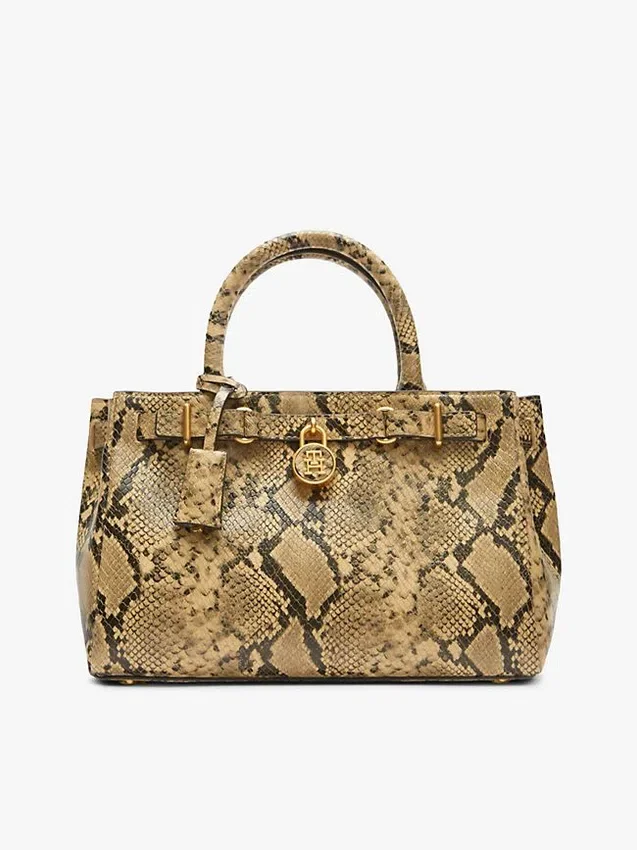 Bolso mini tote de piel con relieve de serpiente Bolso mini tote de piel con relieve de serpiente